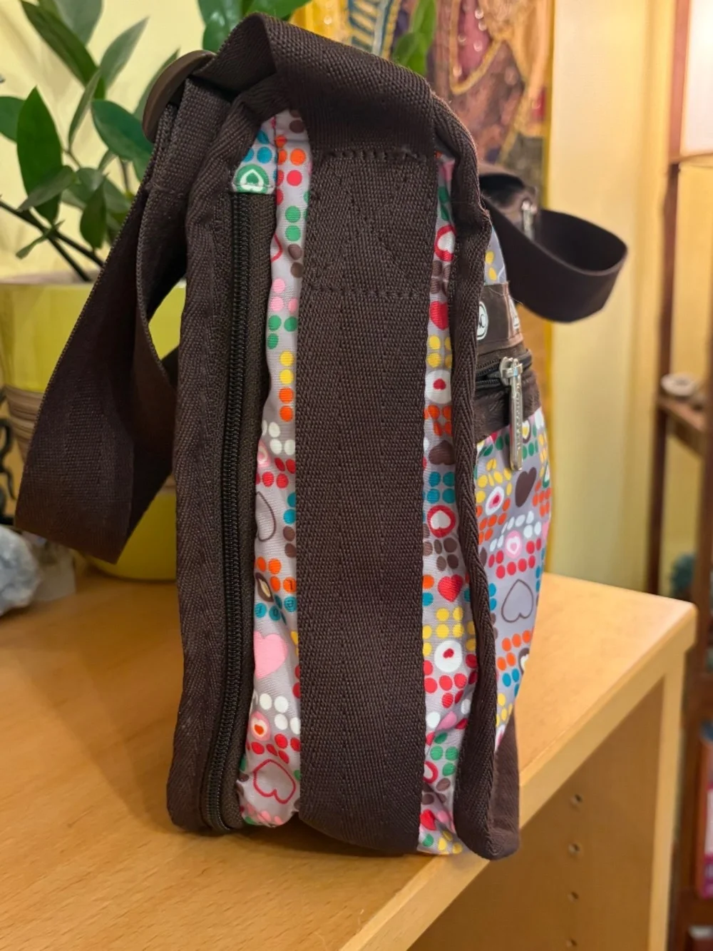 NWOT Le Sportsac Deluxe Everyday Bag Crossbody Tote Expandable Hearts Dots RARE